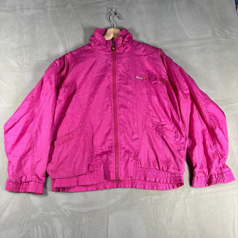 Vintage Ellesse Windbreaker Jacket Pink Cropped Women’s Small 90s Made In Taiwan